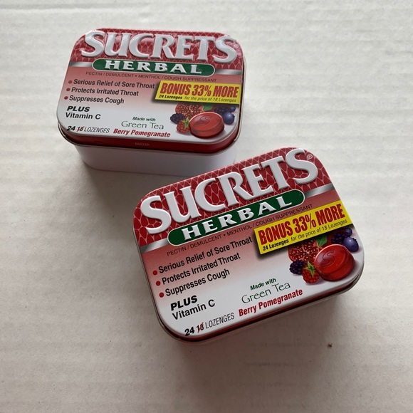 [Free If You Bundle] Two **Empty** Sucrets Candy Tins For Upcycle/Reuse/Crafting - Picture 1 of 3
